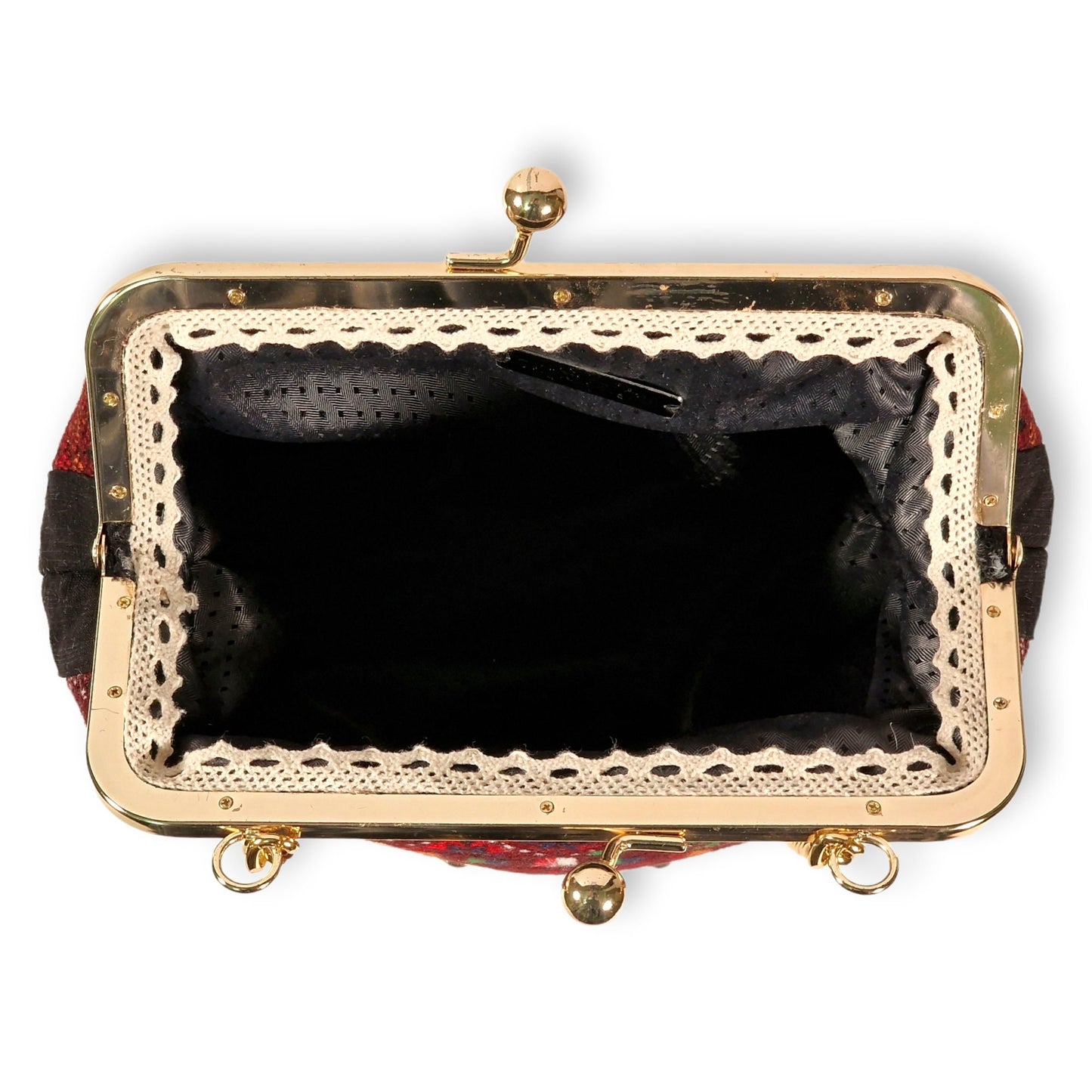 Bolso baluchi tejido a mano en tonos muy vivos y alegres aplicando el delicado arte étnico persa del "Soozan Doozi"