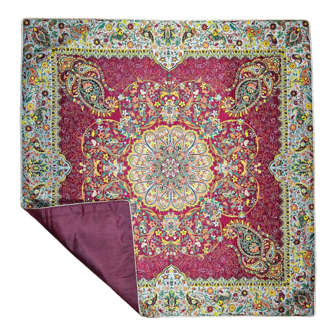Lujoso mantel decorativo de "termeh" con diseño Afshar elaborado en viscosa y poliéster, un regalo exclusivo del arte persa.