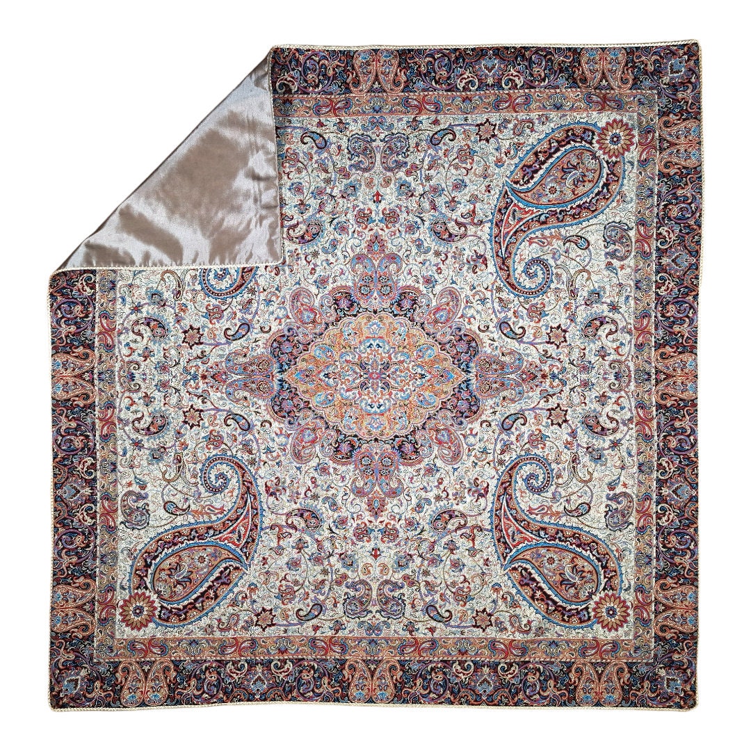 Lujoso mantel decorativo de "termeh" con diseño Salar elaborado en seda con 5 colores, un regalo exclusivo del arte persa para la Navidad