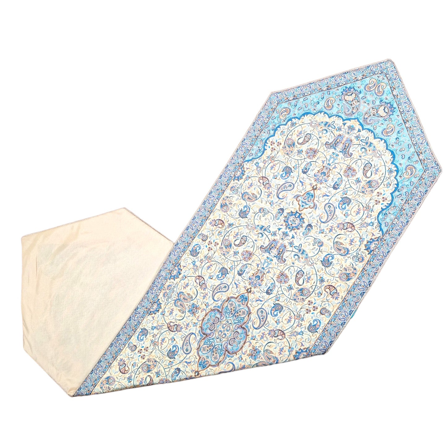 Lujoso camino de mesa de "termeh" con diseño Shah Abbas elaborado en seda con 5 colores, un regalo exclusivo del arte persa para la Navidad