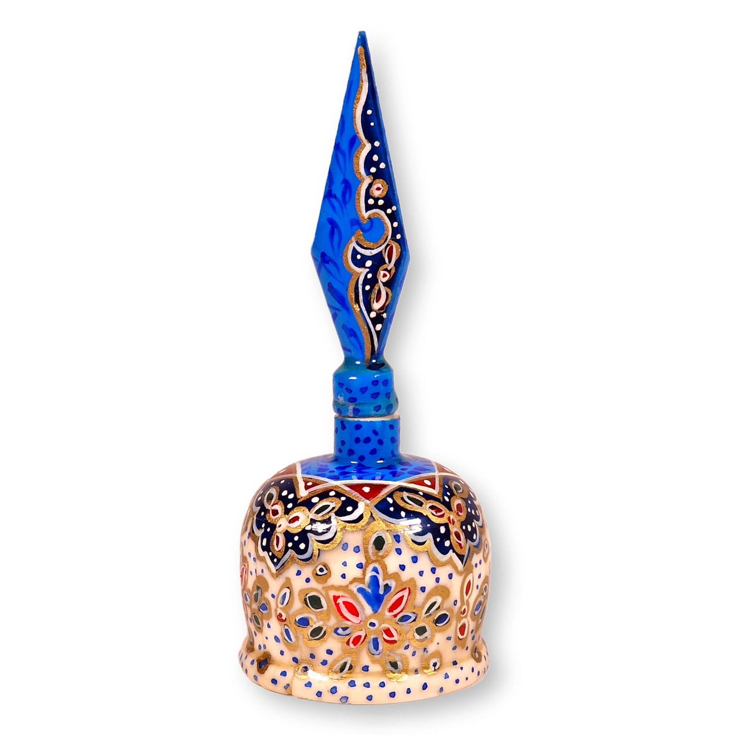 Recipiente para kohl de ojos con aplicador de hueso de camello, pintado a mano aplicando el lujoso arte persa de la iluminación o "tazhib".