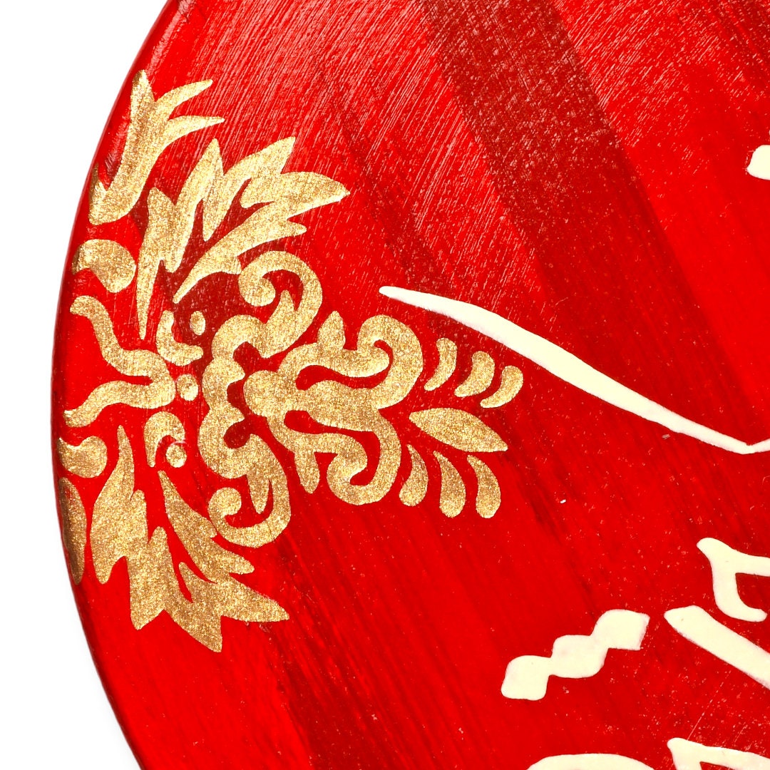 Plato de cerámica de 21 cm pintado a mano con un hermoso poema de Rumi empleando un elegante diseño de caligrafía persa "Nastaliq".