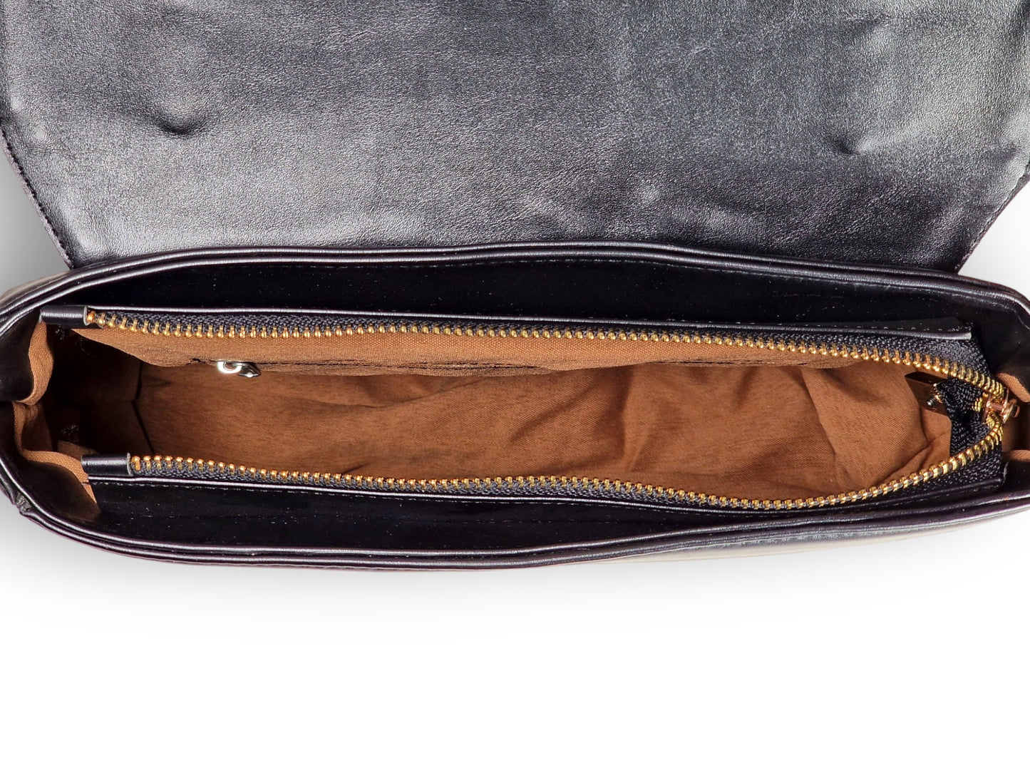 Bolso de cuero sintético negro y pañuelo cuadrado a juego, inspirados en el diseño de la cúpula de la mezquita Sheikh Lotfollah de Isfahán.